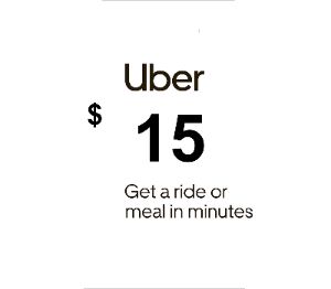 Uber $15 US Подарочная карта