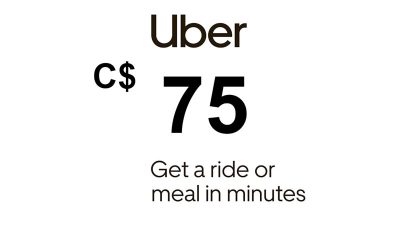 Uber CAD 75 Подарочная карта CA