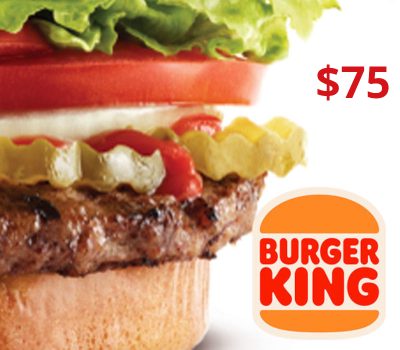 Burger King USD 75 Подарочная карта US
