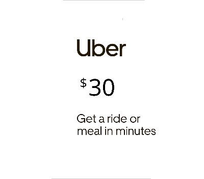 Uber USD 30 Подарочная карта US