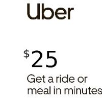 Uber $25 US Подарочная карта