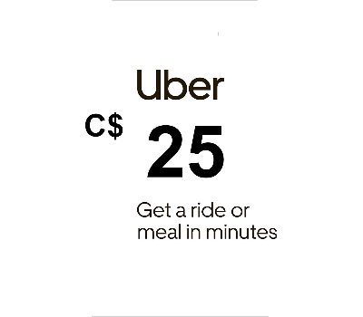 Uber C$25 CA Подарочная карта