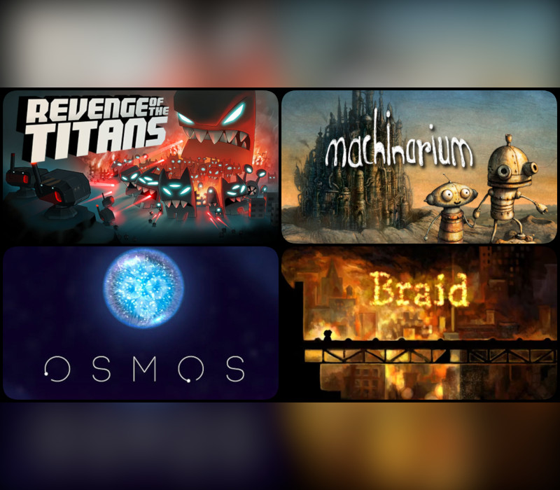 Braid + Machinarium + Osmos + Revenge of The Titans PC Steam Ключ