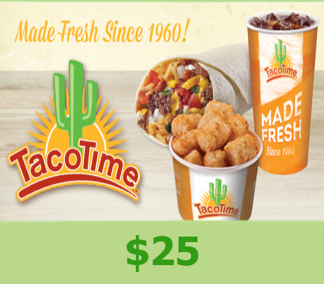 TacoTime® $25 Подарочная карта US