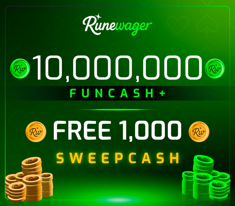 Runewager 10000000 Fun Cash + FREE 1000 Sweep Cash