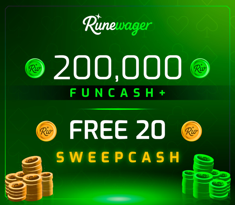 Runewager 200000 Fun Cash + FREE 20 Sweep Cash