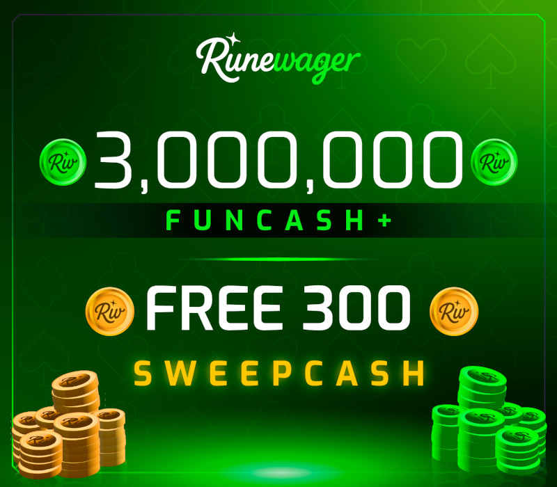 Runewager 3000000 Fun Cash + FREE 300 Sweep Cash