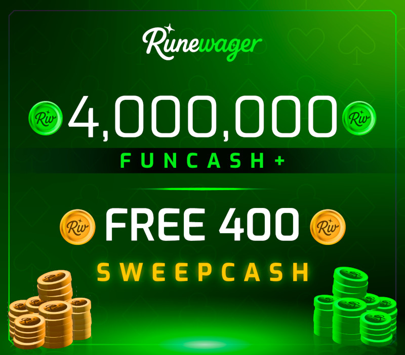 Runewager 4000000 Fun Cash + FREE 400 Sweep Cash