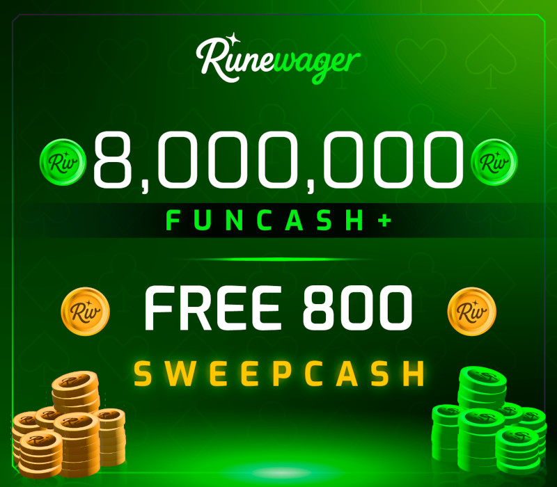 Runewager 8000000 Fun Cash + FREE 800 Sweep Cash