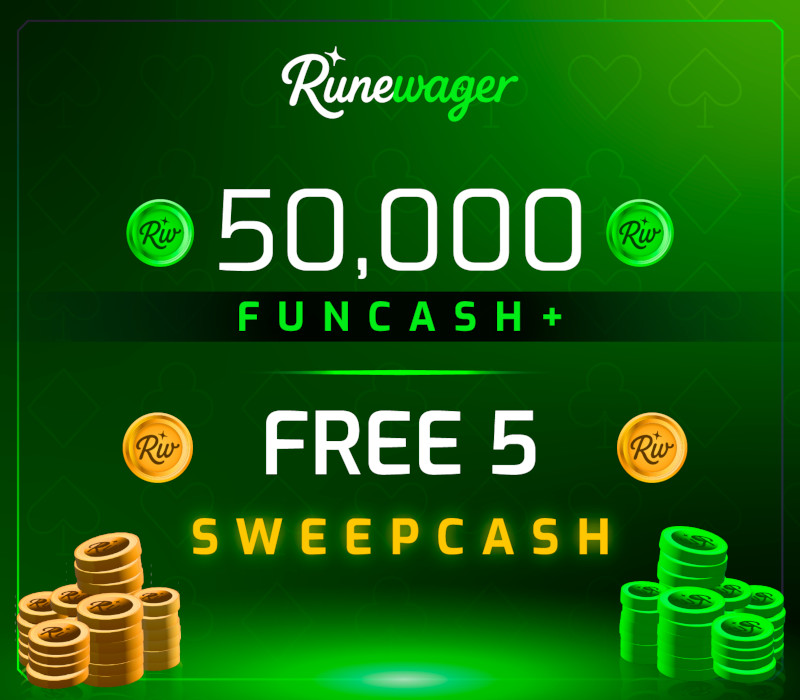 Runewager 50000 Fun Cash + FREE 5 Sweep Cash
