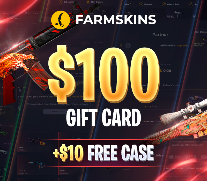 Farmskins $100 Карта пополнения + FREE CASE
