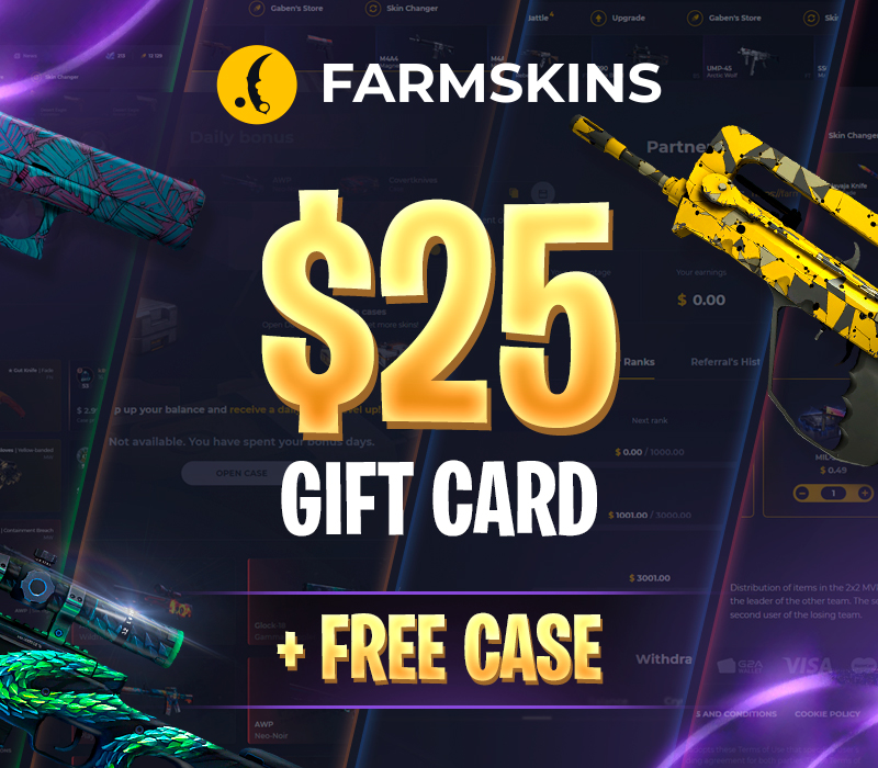 Farmskins $25 Карта пополнения + FREE CASE