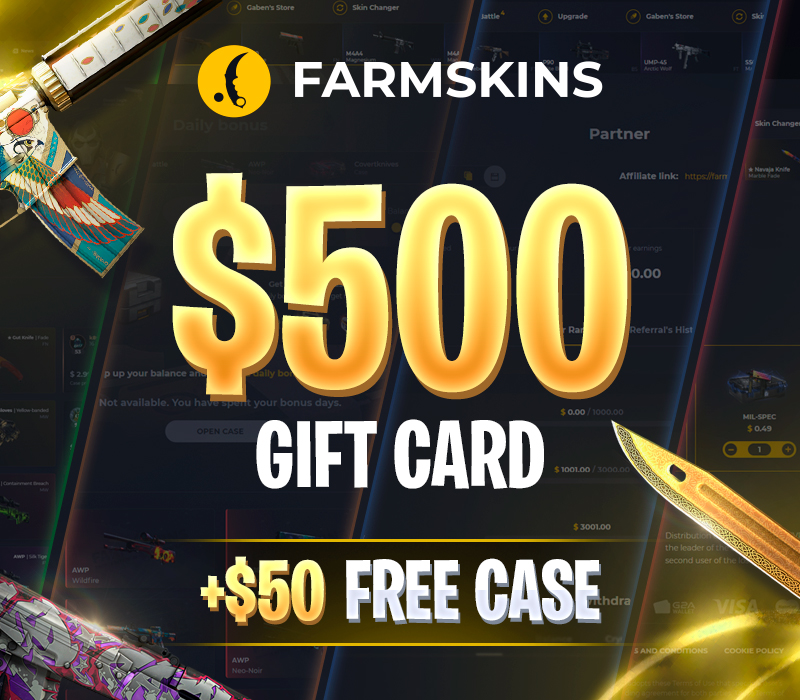 Farmskins $500 Карта пополнения + FREE CASE