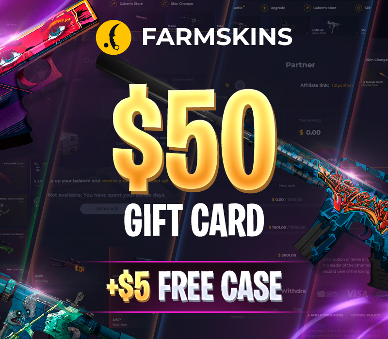 Farmskins $50 Карта пополнения + FREE CASE