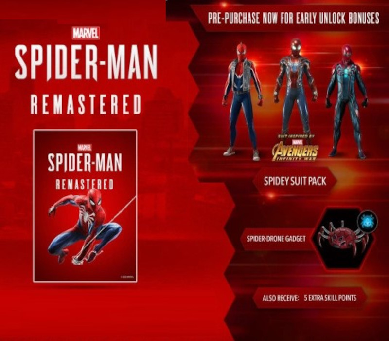 Marvel's Spider-Man Ремастер + Pre-Order Bonus RoW Steam Ключ
