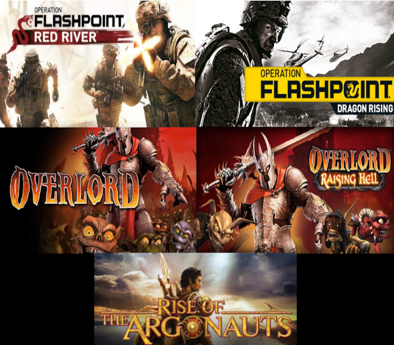 Operation Flashpoint: Red River + Operation Flashpoint: Dragon Rising + Rise of the Argonauts + Overlord + Overlord: Raising Hell Набор Steam Ключ