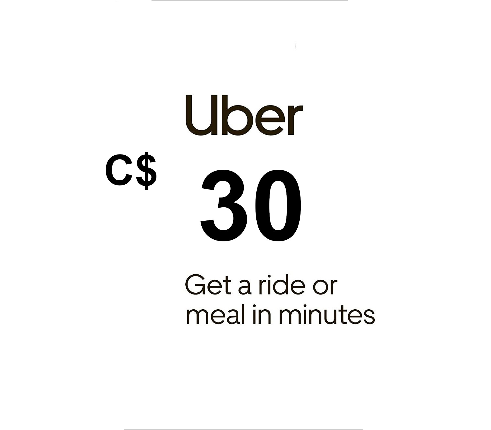 Uber C$30 CA Подарочная карта